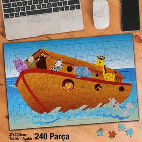 Asil Hobi Deniz-Sevimli Hayvanlar-Gemi Yapboz-Ayak Destekli Çerçeveli 240 Parça Puzzle