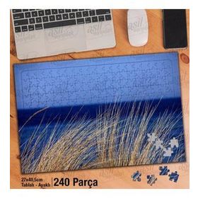 Asil Hobi Deniz-Su-Mavi-Çimen-Marram Otu-Doğa Yapboz-Ayak Destekli Çerçeveli 240 Parça Puzzle
