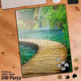 Asil Hobi Deniz-Tahta İskele-Ağaçlar-Doğa Yapboz-Ayak Destekli Çerçeveli 240 Parça Puzzle