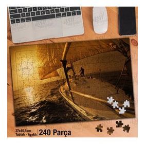 Asil Hobi Deniz-Yelken-Tekne-Yat-Gün Batımı Yapboz-Ayak Destekli Çerçeveli 240 Parça Puzzle