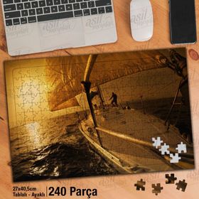 Asil Hobi Deniz-Yelken-Tekne-Yat-Gün Batımı Yapboz-Ayak Destekli Çerçeveli 240 Parça Puzzle