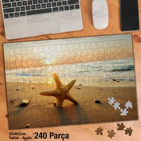 Asil Hobi Deniz Yıldızı-Kum-Deniz-Sahil Yapboz-Ayak Destekli Çerçeveli 240 Parça Puzzle
