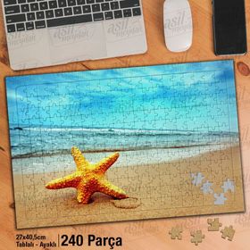 Asil Hobi Deniz Yıldızı-Kumsal-Sahil-Doğa Yapboz-Ayak Destekli Çerçeveli 240 Parça Puzzle