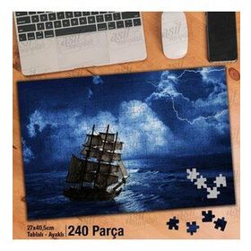 Asil Hobi Denizde Alabora Ollan Gemi-Şimşek-Yelken Yapboz-Ayak Destekli Çerçeveli 240 Parça Puzzle