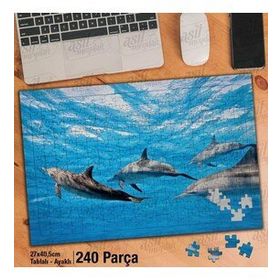 Asil Hobi Denizdeki Yunus Balığı Sürüsü-Hayvanlar Yapboz-Ayak Destekli Çerçeveli 240 Parça Puzzle