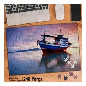 Asil Hobi Denizin Ortasında Mavi Gemi-Doğa Yapboz-Ayak Destekli Çerçeveli 240 Parça Puzzle