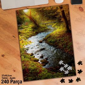Asil Hobi Dere-Köprü-Doğa-Ağaçlar-Manzara-Yapboz-Ayak Destekli 240 Parça Puzzle