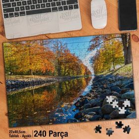 Asil Hobi Dere-Nehir-Sararmış Ağaçlar-Doğa Yapboz-Ayak Destekli Çerçeveli 240 Parça Puzzle