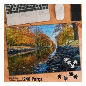 Asil Hobi Dere-Nehir-Sararmış Ağaçlar-Doğa Yapboz-Ayak Destekli Çerçeveli 240 Parça Puzzle