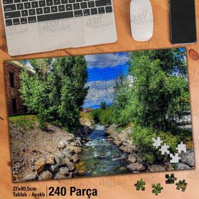 Asil Hobi Dere-Yeşil Ağaçlar-Doğa-Manzara Yapboz-Ayak Destekli Çerçeveli 240 Parça Puzzle