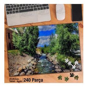 Asil Hobi Dere-Yeşil Ağaçlar-Doğa-Manzara Yapboz-Ayak Destekli Çerçeveli 240 Parça Puzzle