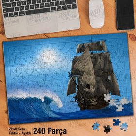 Asil Hobi Dev Dalgalar-Gemi-Yelken-Deniz-Doğa Yapboz-Ayak Destekli Çerçeveli 240 Parça Puzzle