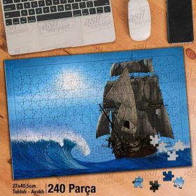 Asil Hobi Dev Dalgalar-Gemi-Yelken-Deniz-Doğa Yapboz-Ayak Destekli Çerçeveli 240 Parça Puzzle
