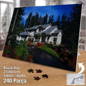 Asil Hobi Doğa İçinde Lüks Ev-Ağaçlar Yapboz-Ayak Destekli Çerçeveli 240 Parça Puzzle