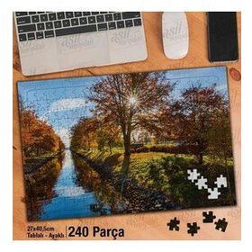 Asil Hobi Doğa-Manzara-Ağaçlar-Göl-Güneş Yapboz-Ayak Destekli Çerçeveli 240 Parça Puzzle