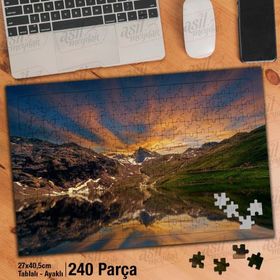 Asil Hobi Doğa-Manzara-Dağ-Yansıma-Deniz Yapboz-Ayak Destekli Çerçeveli 240 Parça Puzzle