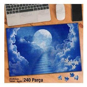 Asil Hobi Dolunay-Bulut Merdiveni-Mavi Yapboz-Ayak Destekli Çerçeveli 240 Parça Puzzle