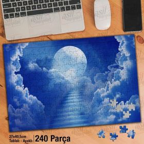 Asil Hobi Dolunay-Bulut Merdiveni-Mavi Yapboz-Ayak Destekli Çerçeveli 240 Parça Puzzle