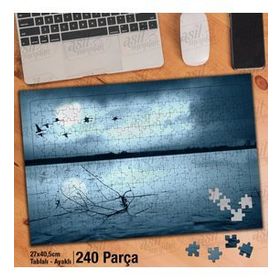 Asil Hobi Dolunay-Gece-Kuşlar-Deniz-Manzara Yapboz-Ayak Destekli Çerçeveli 240 Parça Puzzle
