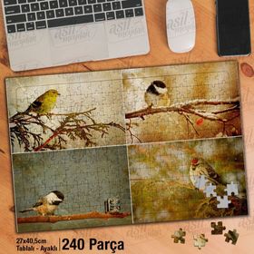 Asil Hobi Dört Mevsim-Kuş-Hayvan-Ağaçlar Yapboz-Ayak Destekli Çerçeveli 240 Parça Puzzle