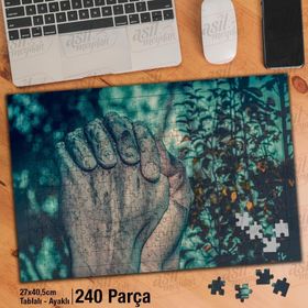 Asil Hobi Dua Eden Eller-Heykel-Din-İnanç Yapboz-Ayak Destekli Çerçeveli 240 Parça Puzzle