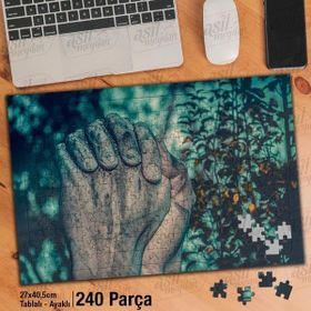 Asil Hobi Dua Eden Eller-Heykel-Din-İnanç Yapboz-Ayak Destekli Çerçeveli 240 Parça Puzzle