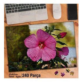 Asil Hobi Ebegümeci-Pembe Çiçek-Bitki-Doğa Yapboz-Ayak Destekli Çerçeveli 240 Parça Puzzle