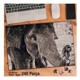 Asil Hobi Elephant-Fil-Büyük Hayvan-Portre Yapboz-Ayak Destekli Çerçeveli 240 Parça Puzzle