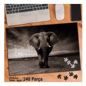 Asil Hobi Elephant-Fil-Çöl-Retro Yapboz-Ayak Destekli Çerçeveli 240 Parça Puzzle