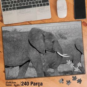 Asil Hobi Elephant-Fil-Hayvan-Amazon Yapboz-Ayak Destekli Çerçeveli 240 Parça Puzzle