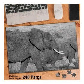 Asil Hobi Elephant-Fil-Hayvan-Amazon Yapboz-Ayak Destekli Çerçeveli 240 Parça Puzzle