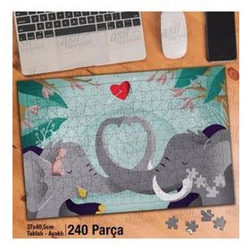 Asil Hobi Elephant-Romantik Filler-Kalp-Sevgi Yapboz-Ayak Destekli Çerçeveli 240 Parça Puzzle