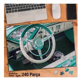 Asil Hobi Eski Model Araba-Turkuaz-Iç Direksiyon Yapboz-Ayak Destekli Çerçeveli 240 Parça Puzzle