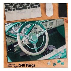 Asil Hobi Eski Model Araba-Turkuaz-Iç Direksiyon Yapboz-Ayak Destekli Çerçeveli 240 Parça Puzzle