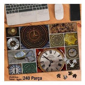 Asil Hobi Eski Saatler-Kolaj-Zaman Yapboz-Ayak Destekli Çerçeveli 240 Parça Puzzle