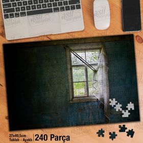 Asil Hobi Eski Yıpranmış Duvar-Perde-Pencere Yapboz-Ayak Destekli Çerçeveli 240 Parça Puzzle