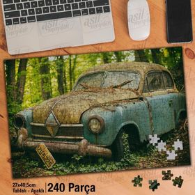Asil Hobi Eskimiş Araç-Yeşil Ağaçlar-Orman Yapboz-Ayak Destekli Çerçeveli 240 Parça Puzzle