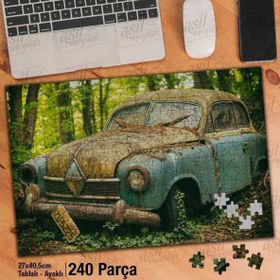 Asil Hobi Eskimiş Araç-Yeşil Ağaçlar-Orman Yapboz-Ayak Destekli Çerçeveli 240 Parça Puzzle