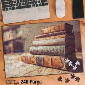 Asil Hobi Eskimiş Kitaplar-Antika-Nostalji Yapboz-Ayak Destekli Çerçeveli 240 Parça Puzzle