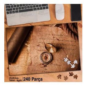 Asil Hobi Eskimiş Mektup-Anı-Pusula-Dürbün Yapboz-Ayak Destekli Çerçeveli 240 Parça Puzzle