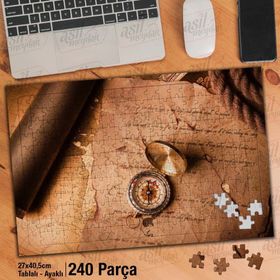 Asil Hobi Eskimiş Mektup-Anı-Pusula-Dürbün Yapboz-Ayak Destekli Çerçeveli 240 Parça Puzzle