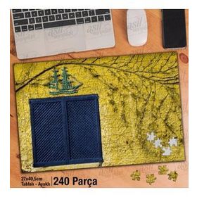 Asil Hobi Eskitme Sarı Duvar Üzerinde Mavi Pencere Yapboz-Ayak Destekli Çerçeveli 240 Parça Puzzle