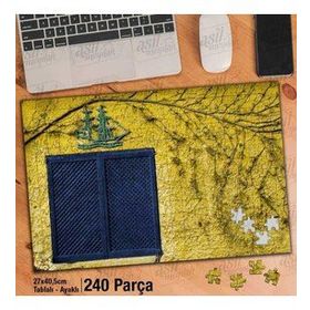 Asil Hobi Eskitme Sarı Duvar Üzerinde Mavi Pencere Yapboz-Ayak Destekli Çerçeveli 240 Parça Puzzle