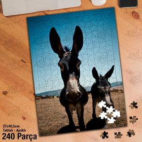 Asil Hobi Eşşek-Sıpa-Hayvan-Doğa Yapboz-Ayak Destekli Çerçeveli 240 Parça Puzzle