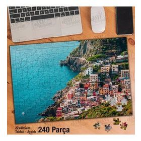 Asil Hobi Evler-Cinque Terre-İtalya-Deniz Yapboz-Ayak Destekli Çerçeveli 240 Parça Puzzle