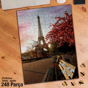 Asil Hobi Eyfel Kulesi-Bank-Ağaçlar-Mimari Yapboz-Ayak Destekli Çerçeveli 240 Parça Puzzle