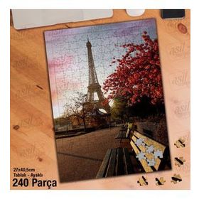 Asil Hobi Eyfel Kulesi-Bank-Ağaçlar-Mimari Yapboz-Ayak Destekli Çerçeveli 240 Parça Puzzle