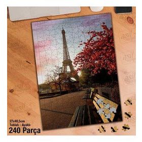 Asil Hobi Eyfel Kulesi-Bank-Ağaçlar-Mimari Yapboz-Ayak Destekli Çerçeveli 240 Parça Puzzle