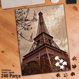 Asil Hobi Eyfel Kulesi-Gökyüzü-Bulut-Manzara Yapboz-Ayak Destekli Çerçeveli 240 Parça Puzzle