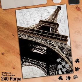 Asil Hobi Eyfel Kulesi-Gökyüzü-Manzara-Tarih Yapboz-Ayak Destekli Çerçeveli 240 Parça Puzzle